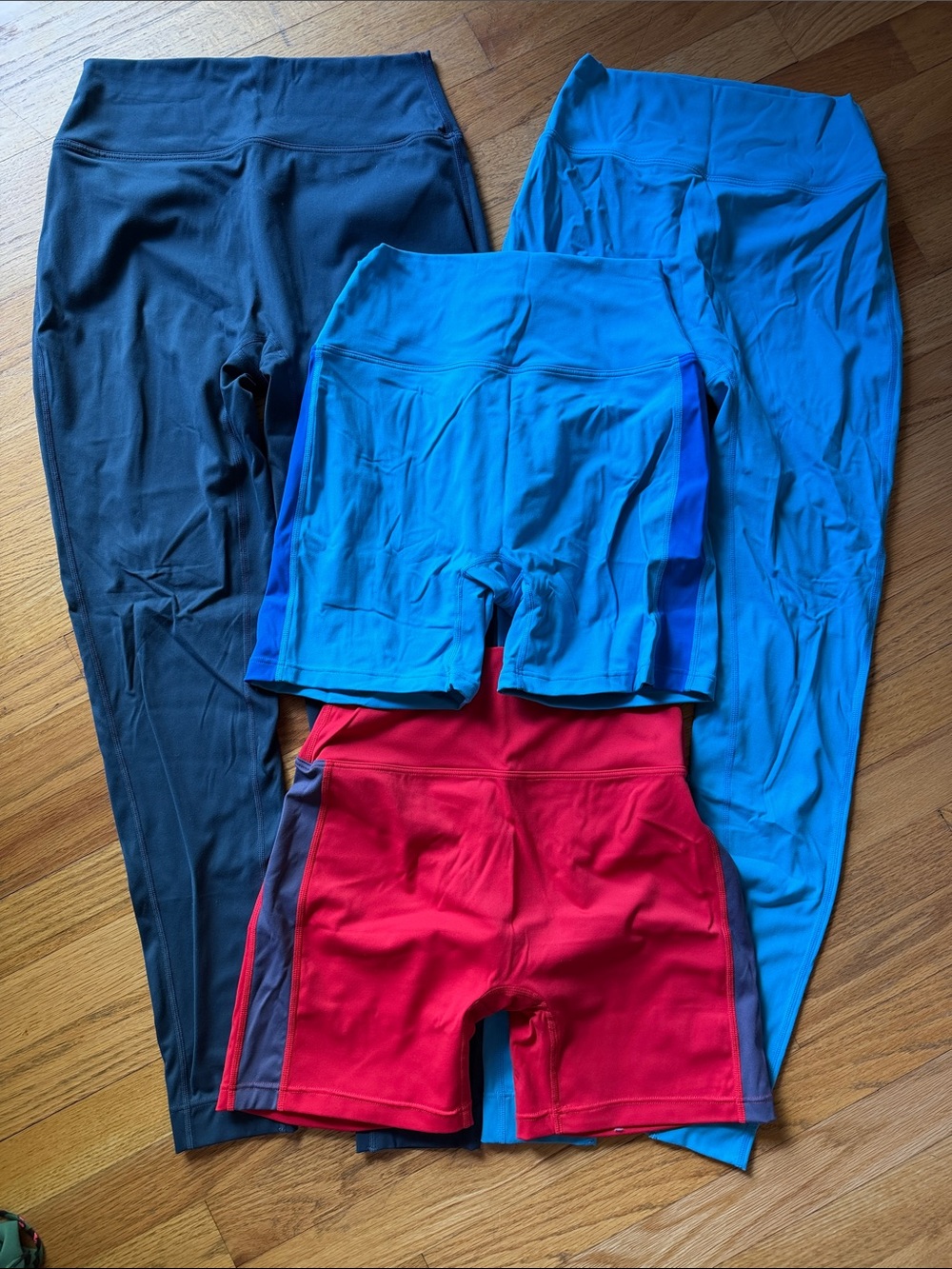 Milk Activewear Leggings & Bike Shorts in Blue, Black, Red